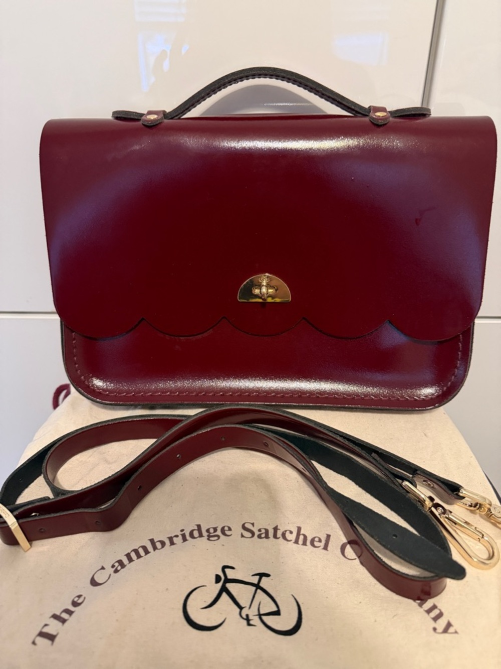The Cambridge Satchel Company Burgundy Scallop-Edge Leather Satchel